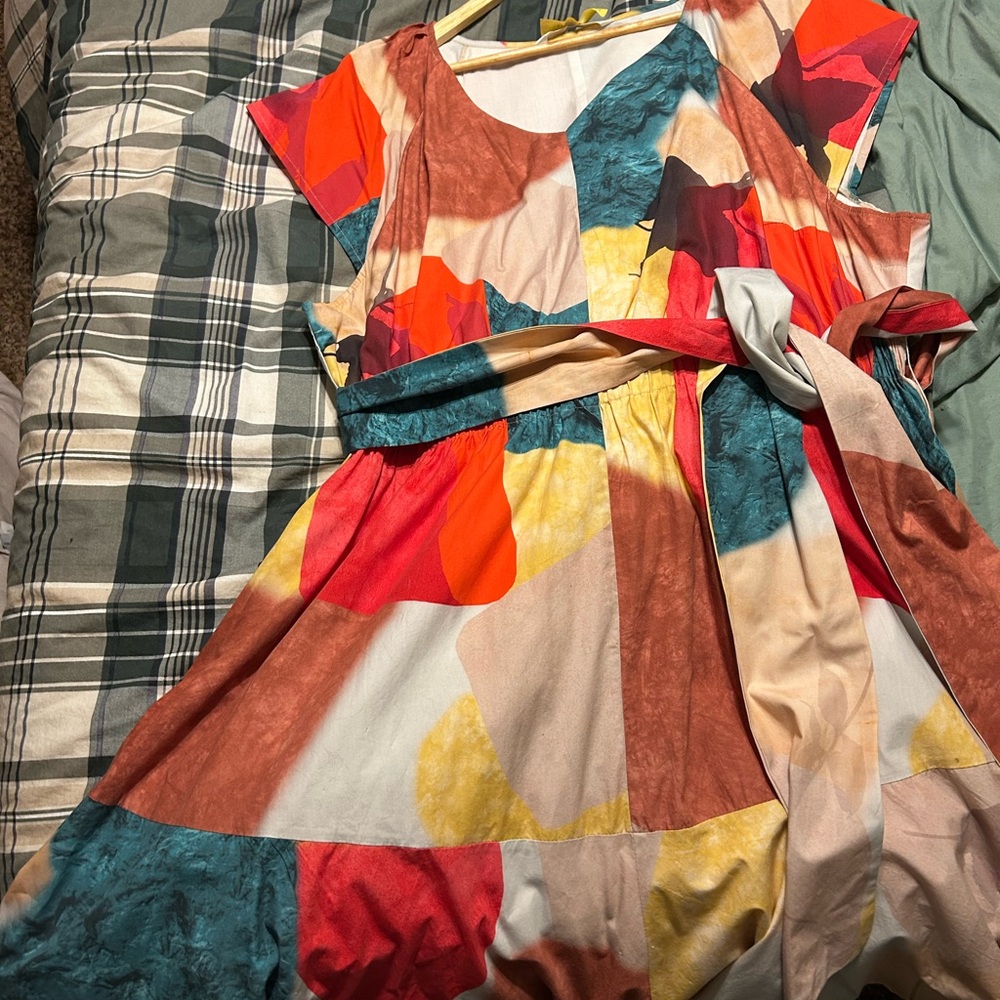 eShakti Multicolor Patchwork Mini Dress - image 2